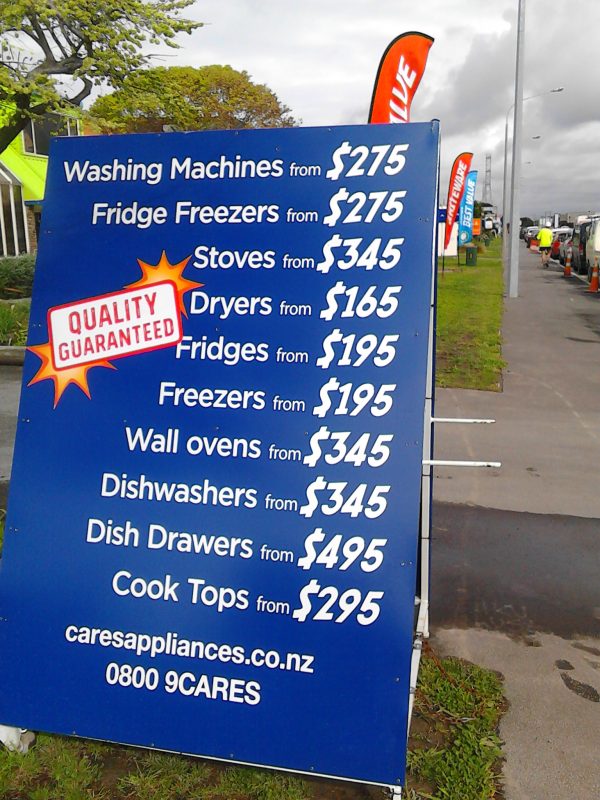 Ferrymead Whiteware Store - Price Board